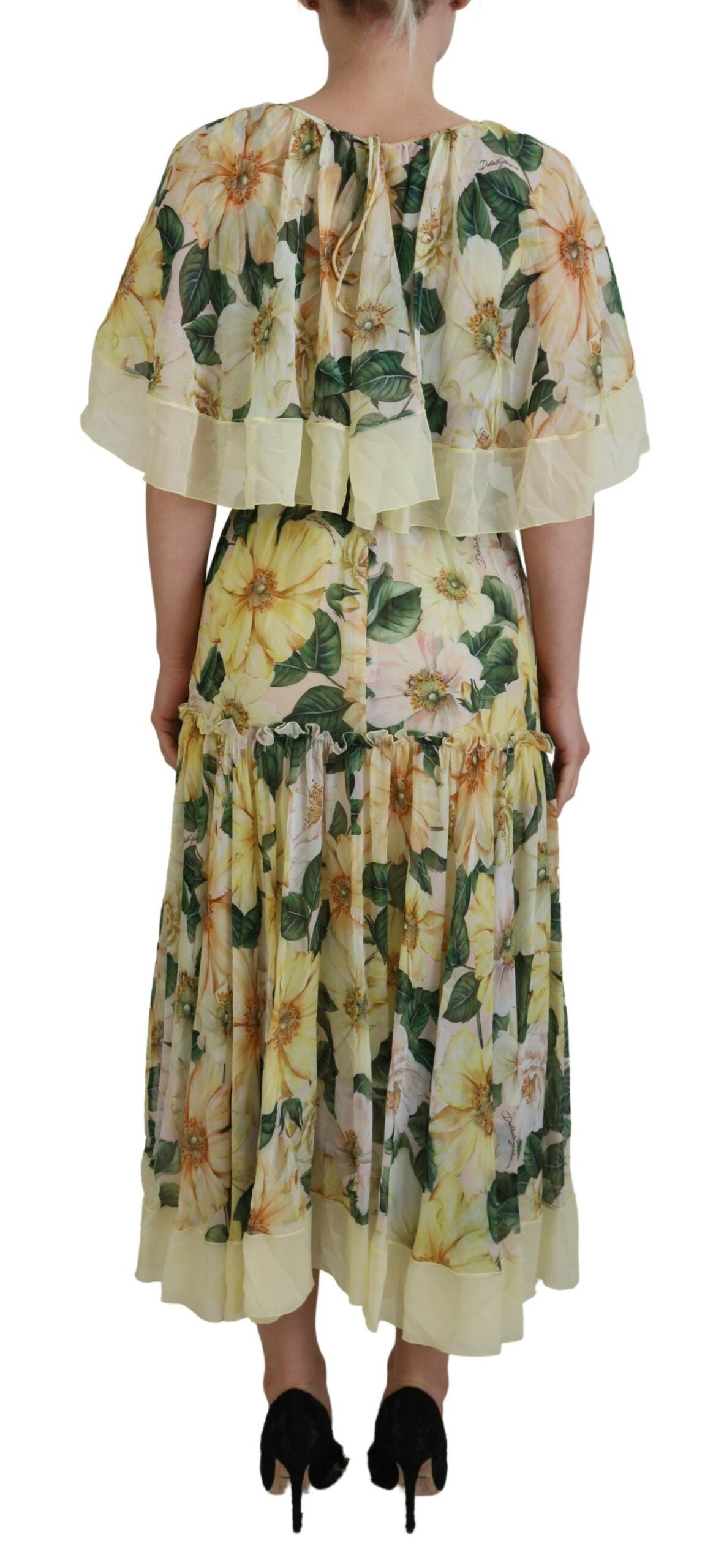 Robe longue Dolce & Gabbana en soie multicolore à imprimé floral