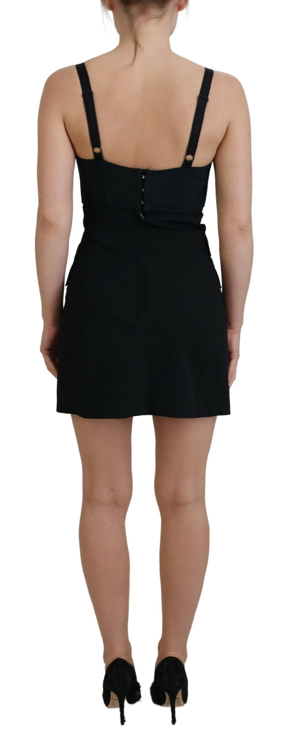 Mini-robe fourreau ajustée Dolce & Gabbana en laine stretch noire
