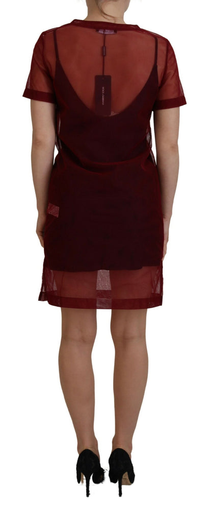 Mini-robe droite Dolce & Gabbana bordeaux en nylon à deux épaisseurs