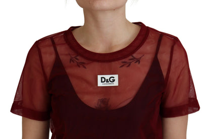 Mini-robe droite Dolce & Gabbana bordeaux en nylon à deux épaisseurs