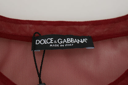 Mini-robe droite Dolce & Gabbana bordeaux en nylon à deux épaisseurs