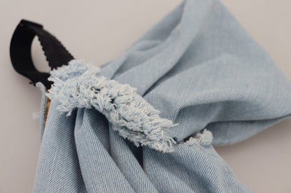 Mini-robe en jean patchwork bicolore bleu Dolce & Gabbana