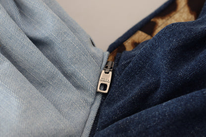 Mini-robe en jean patchwork bicolore bleu Dolce & Gabbana