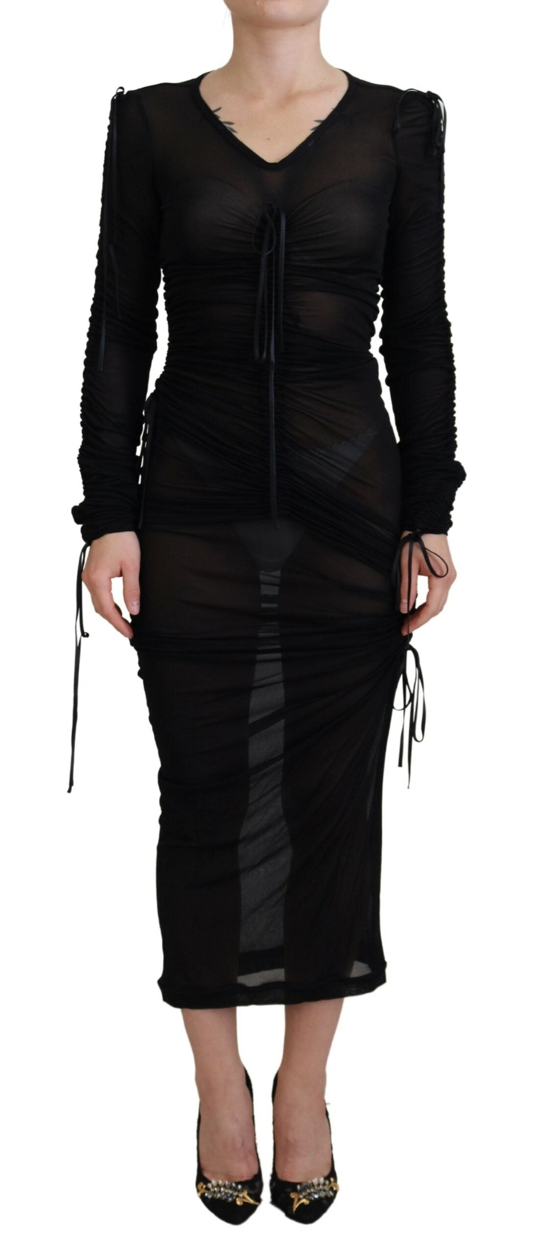 Robe fourreau midi moulante noire en viscose Dolce & Gabbana
