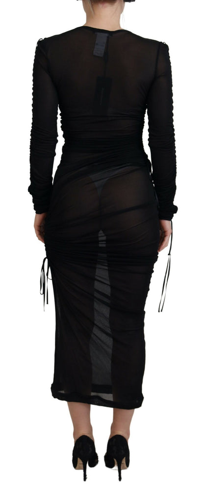 Robe fourreau midi moulante noire en viscose Dolce & Gabbana