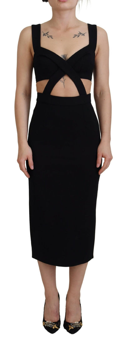 Robe fourreau midi moulante noire en viscose Dolce & Gabbana
