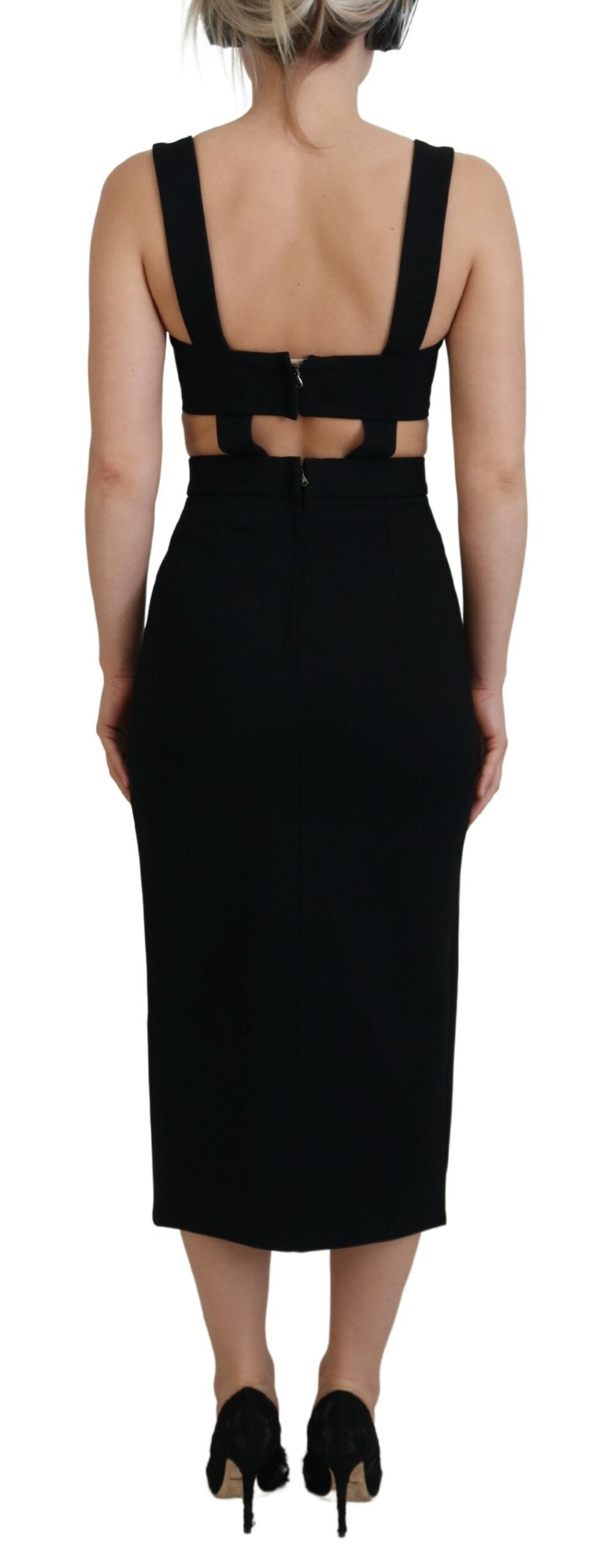 Robe fourreau midi moulante noire en viscose Dolce & Gabbana