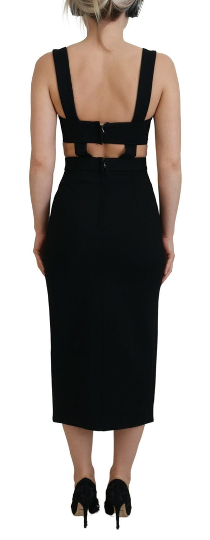 Robe fourreau midi moulante noire en viscose Dolce & Gabbana
