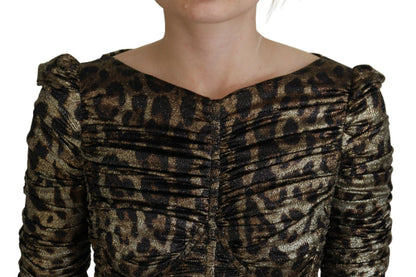 Robe fourreau mi-longue moulante Dolce & Gabbana léopard multicolore