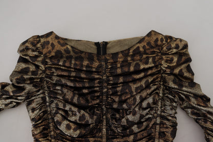 Robe fourreau mi-longue moulante Dolce & Gabbana léopard multicolore