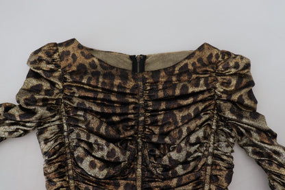 Robe fourreau mi-longue moulante Dolce & Gabbana léopard multicolore