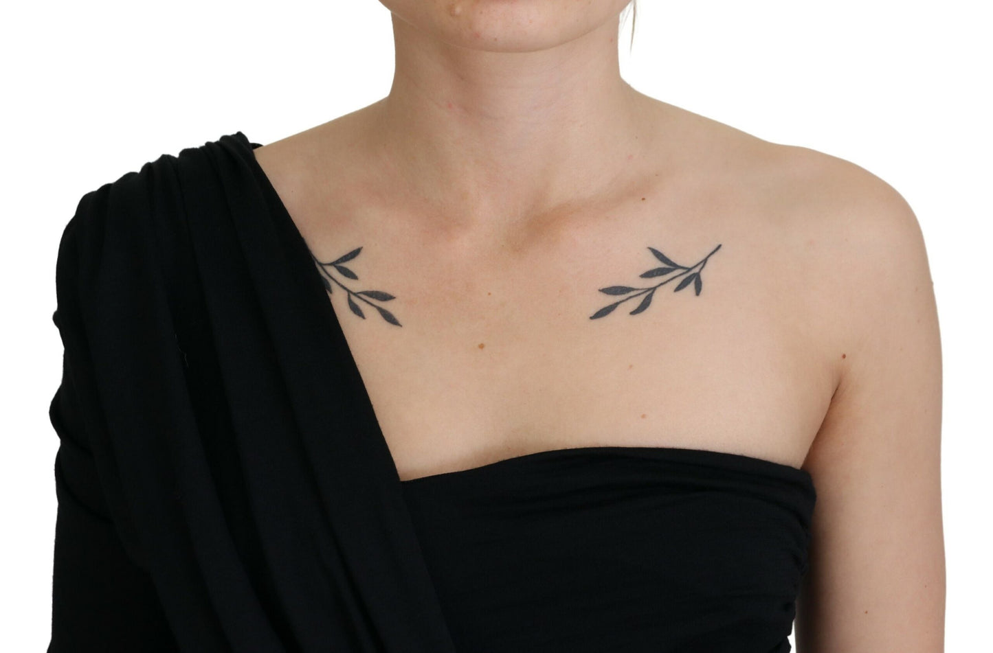 Robe en laine Dolce & Gabbana noire coupe fourreau asymétrique à volants