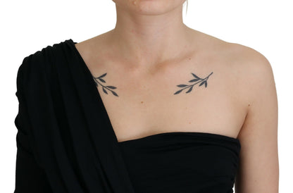 Robe en laine Dolce & Gabbana noire coupe fourreau asymétrique à volants