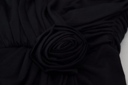 Robe en laine Dolce & Gabbana noire coupe fourreau asymétrique à volants