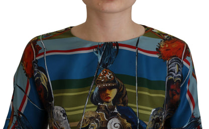 Robe longue trapèze en soie multicolore Sicily Dolce & Gabbana