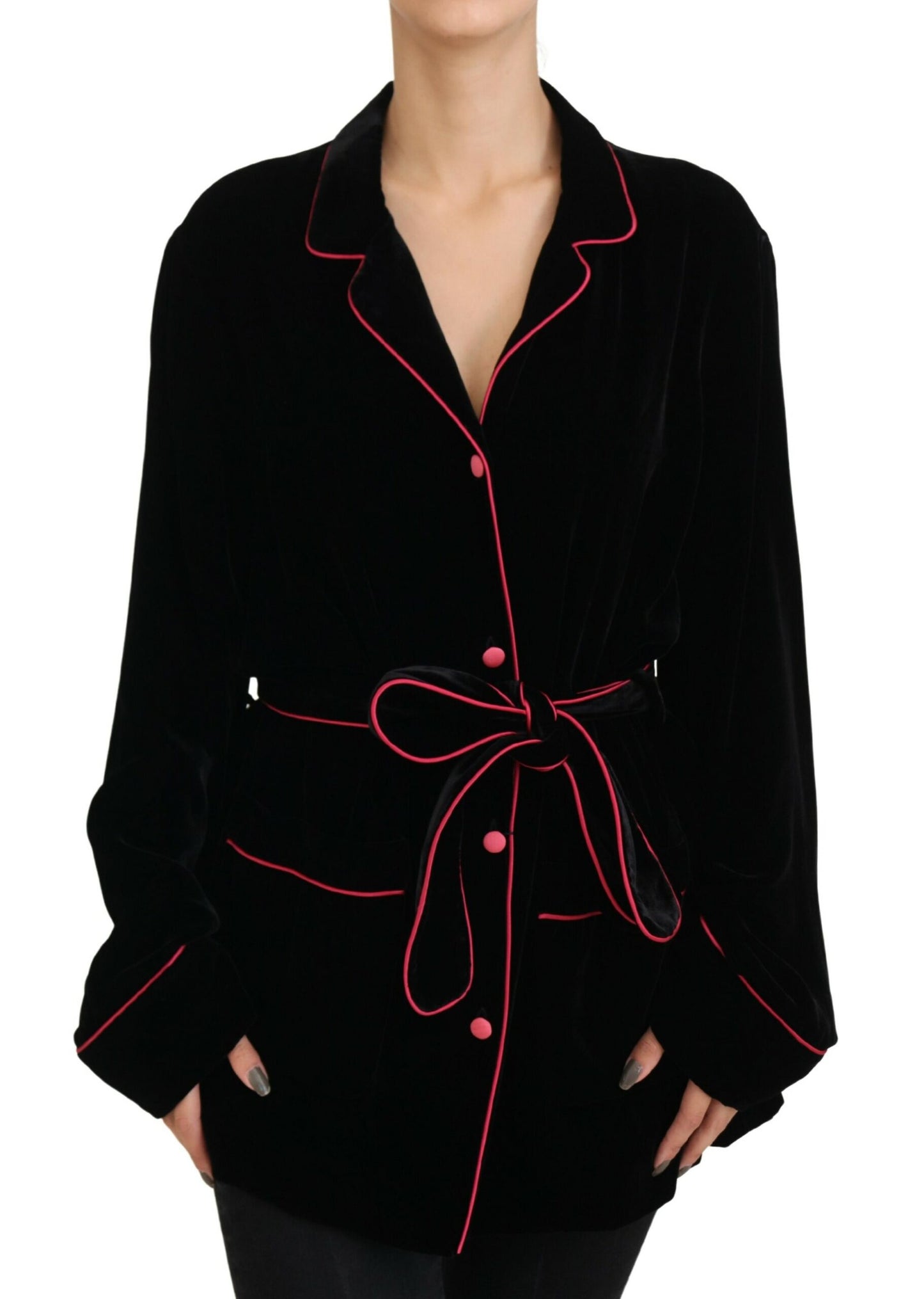 Veste Blazer Dolce & Gabbana Noire ceinturée à Boutons en Viscose