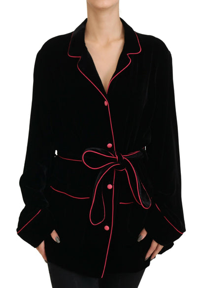 Veste Blazer Dolce & Gabbana Noire ceinturée à Boutons en Viscose