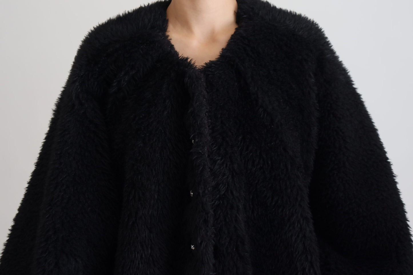 Manteau veste en fausse fourrure noir mélangé cachemire Dolce & Gabbana