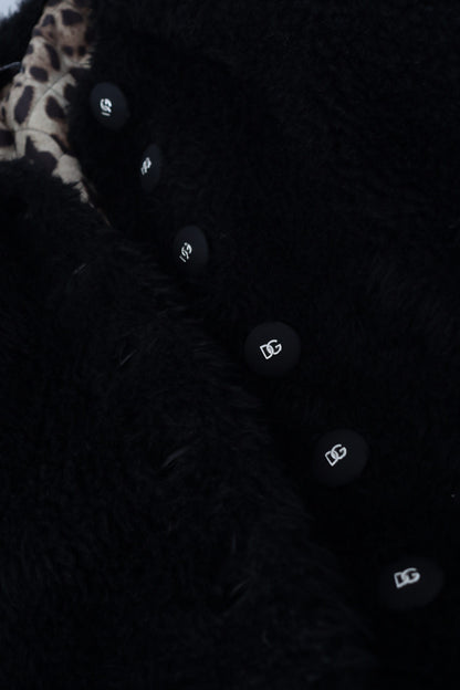 Manteau veste en fausse fourrure noir mélangé cachemire Dolce & Gabbana