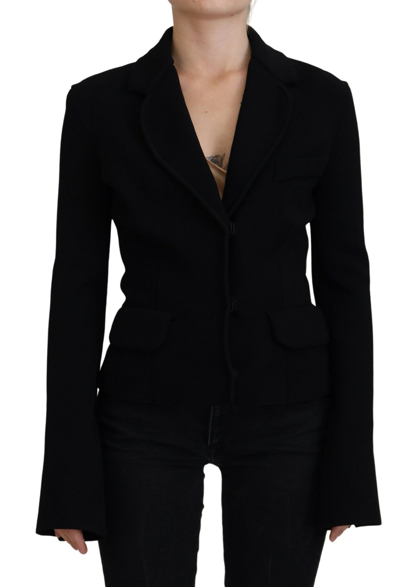 Veste blazer cardigan Dolce & Gabbana en viscose noire à boutons