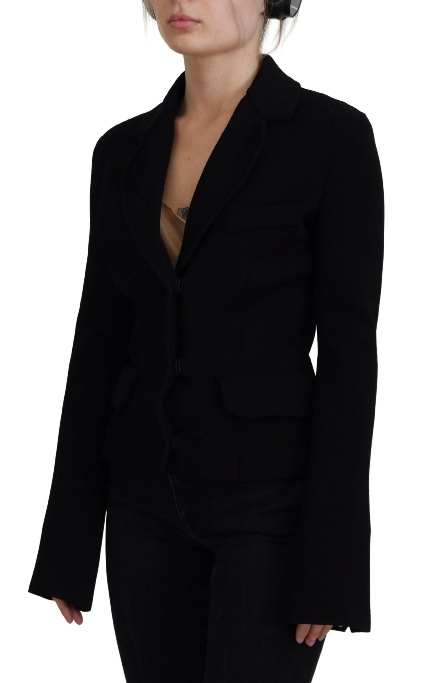 Veste blazer cardigan Dolce & Gabbana en viscose noire à boutons