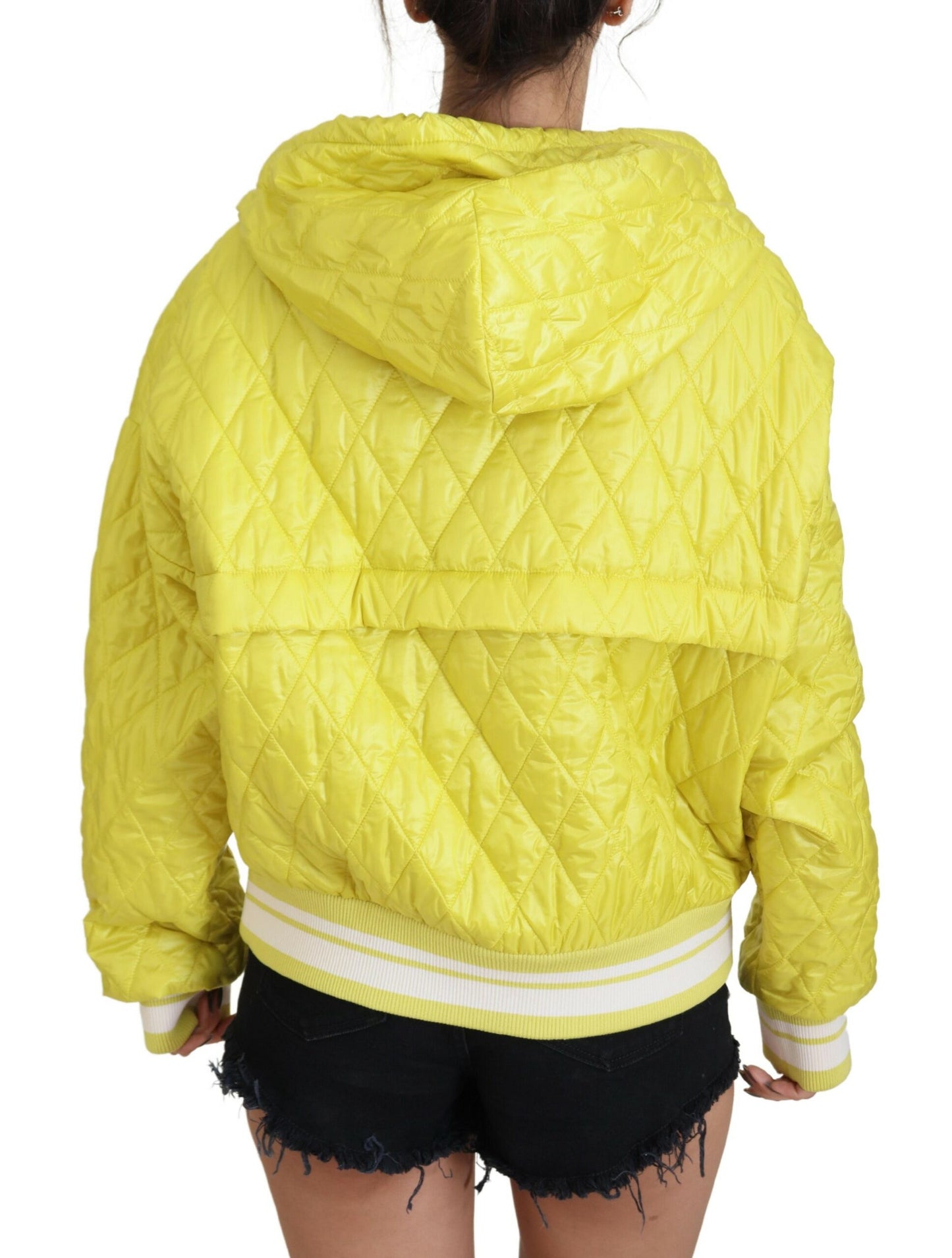 Veste Anorak à Capuche Matelassée en Nylon Jaune Dolce & Gabbana