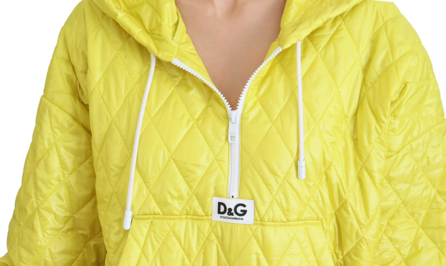 Veste Anorak à Capuche Matelassée en Nylon Jaune Dolce & Gabbana