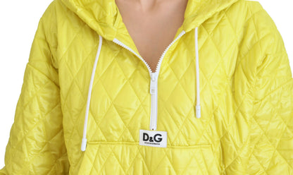 Veste Anorak à Capuche Matelassée en Nylon Jaune Dolce & Gabbana