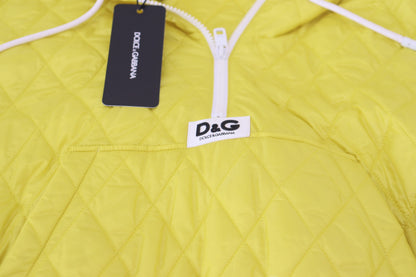 Veste Anorak à Capuche Matelassée en Nylon Jaune Dolce & Gabbana