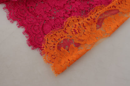 Shorts taille haute en dentelle de coton rose orangé Dolce & Gabbana