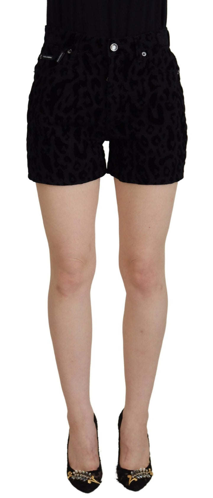 Dolce & Gabbana Shorts vaqueros negros de algodón elástico tipo hot pants