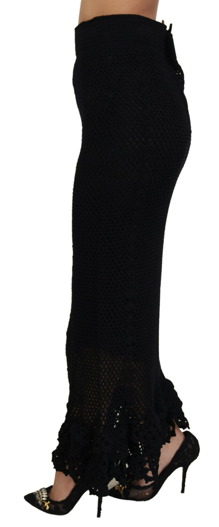 Falda sirena de punto de algodón negra de talle alto de Dolce & Gabbana