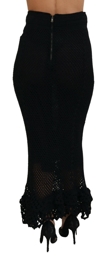 Jupe sirène taille haute en coton tricoté noir Dolce & Gabbana