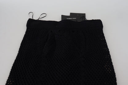Jupe sirène taille haute en coton tricoté noir Dolce & Gabbana