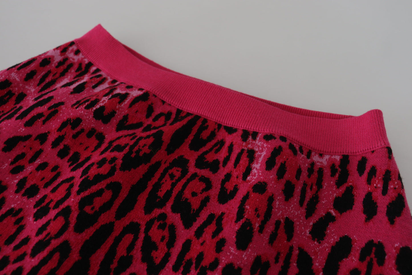 Mini-jupe trapèze taille haute léopard rose Dolce & Gabbana