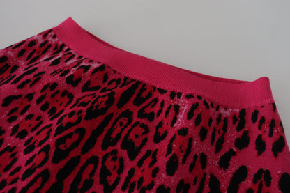 Mini-jupe trapèze taille haute léopard rose Dolce & Gabbana