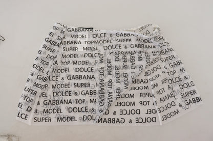 Mini-jupe évasée transparente à logo blanc Dolce & Gabbana