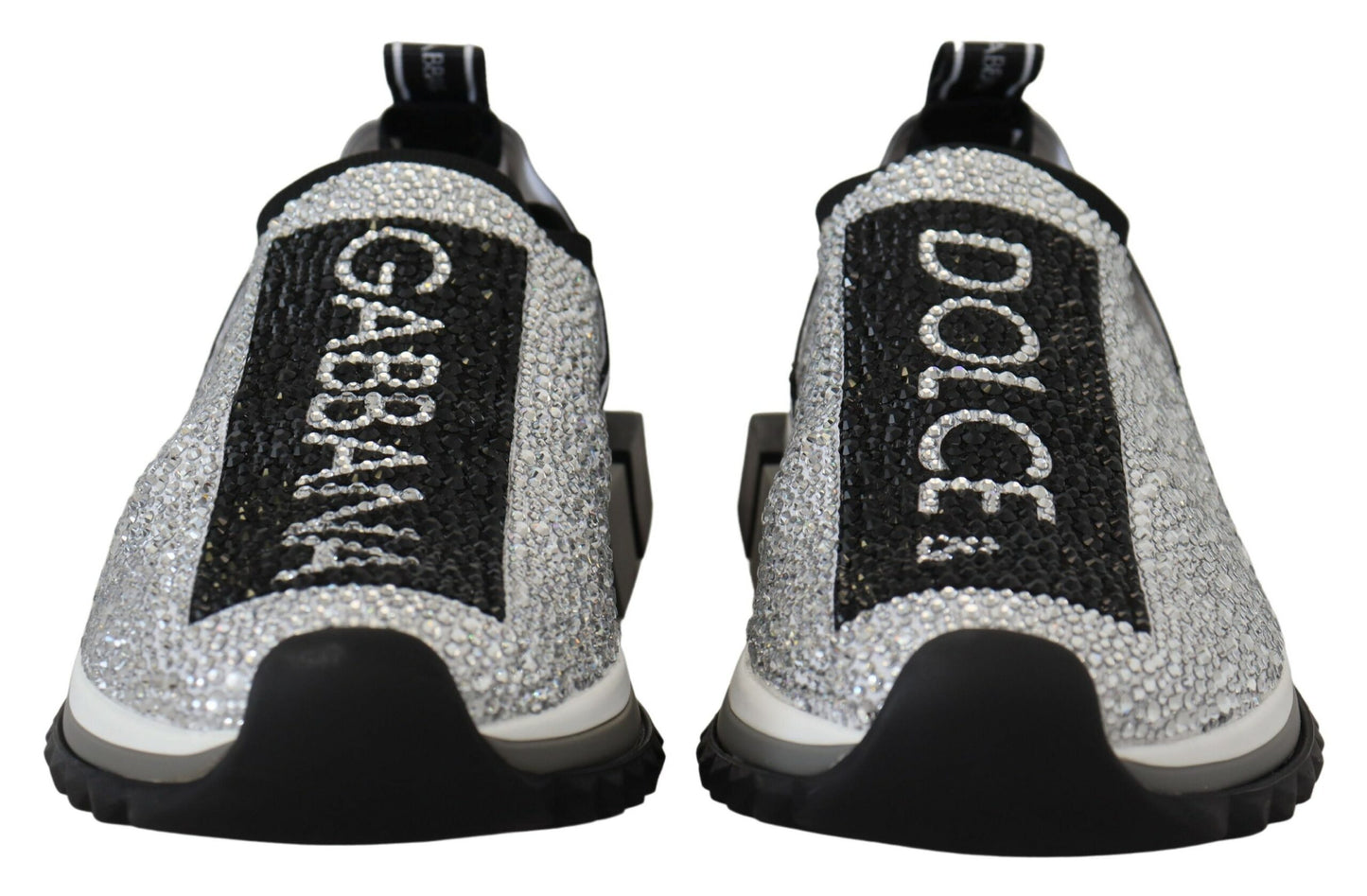 Chaussures sneakers Dolce & Gabbana Sorrento strass argentés