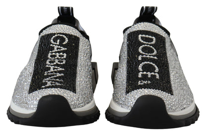 Chaussures sneakers Dolce & Gabbana Sorrento strass argentés