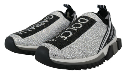 Chaussures sneakers Dolce & Gabbana Sorrento strass argentés