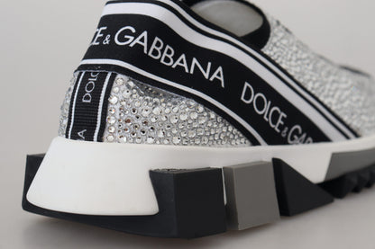 Chaussures sneakers Dolce & Gabbana Sorrento strass argentés
