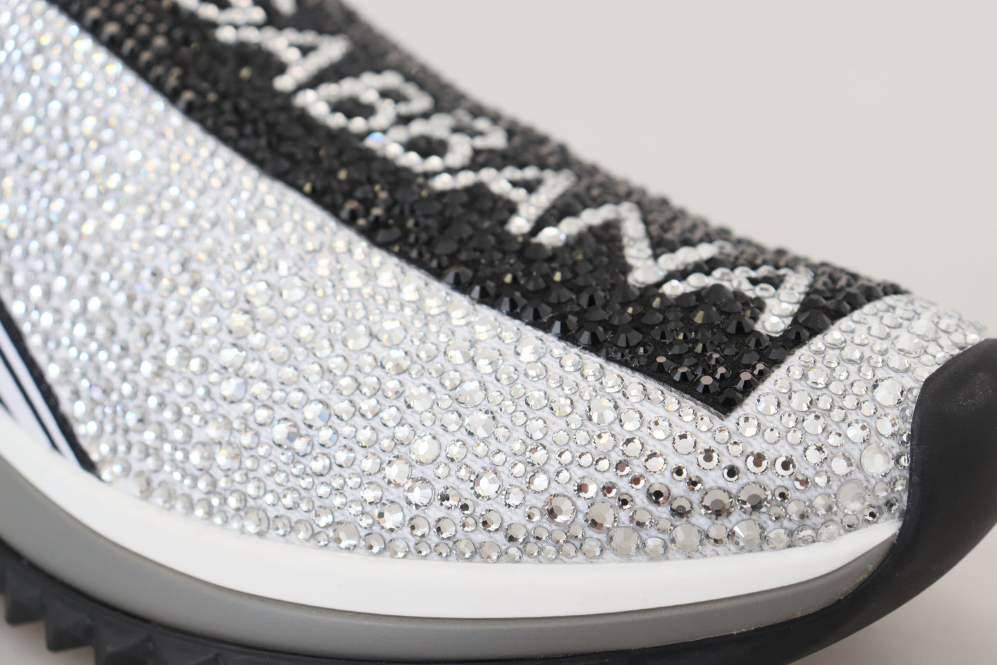 Chaussures sneakers Dolce & Gabbana Sorrento strass argentés