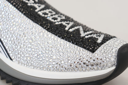 Chaussures sneakers Dolce & Gabbana Sorrento strass argentés