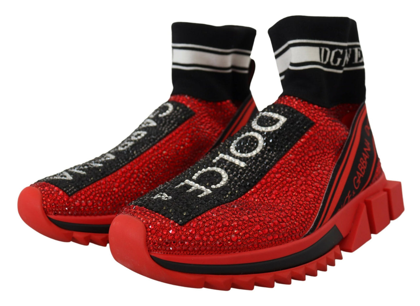 Chaussures chaussettes Sorrento Bling rouges Dolce & Gabbana