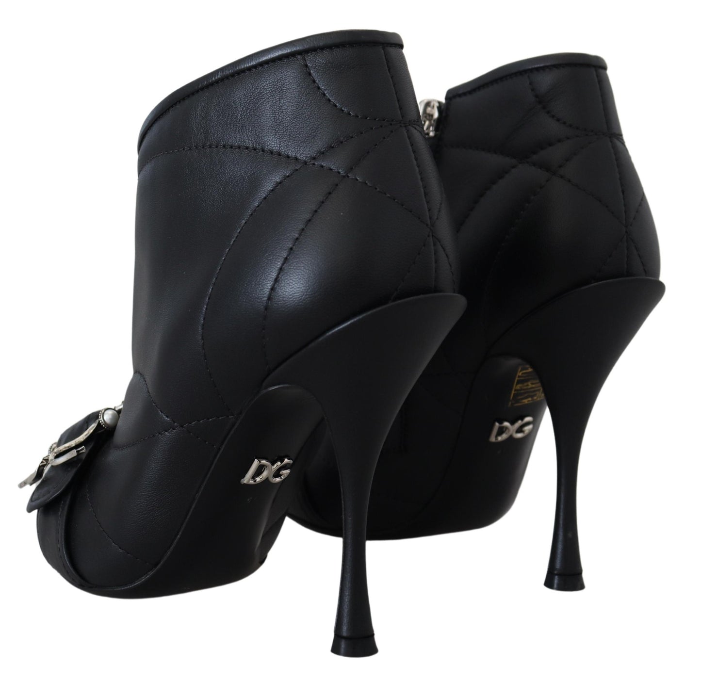 Bottes Cheville Matelassées Bouclées Noires Devotion Dolce & Gabbana