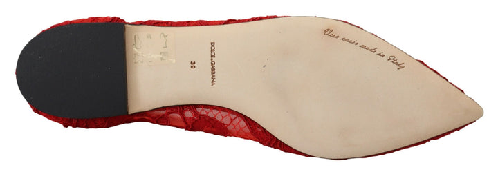 Chaussures Plates Mocassins Dolce & Gabbana Taormina Rouges à Cristaux