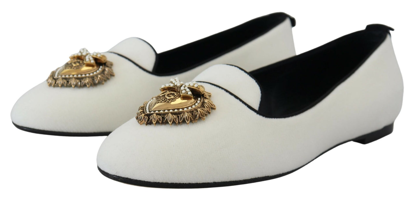 Chaussures plates Dolce & Gabbana en velours blanc
