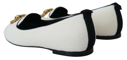 Chaussures plates Dolce & Gabbana en velours blanc