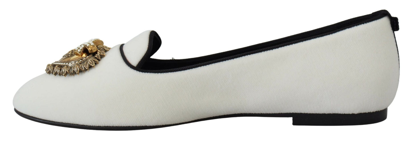 Chaussures plates Dolce & Gabbana en velours blanc