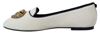 Chaussures plates Dolce & Gabbana en velours blanc